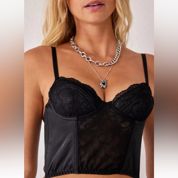 Urban Outfitters Out From Under Ava Lace Satin Corset Top Corset Bra - Picture 1 of 5